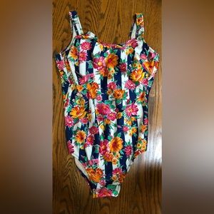 SWIM BATHING One Piece Suit -  AIR WAY Made in Australia Colorful Floral  Sz 16